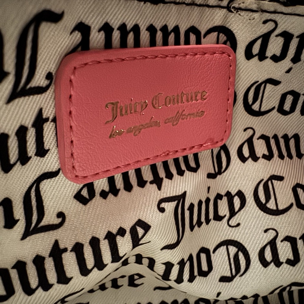 Juicy Couture Pink Embossed Heart Satchel Crossbody Bag Handbag Embellished Y2K - Picture 12 of 12